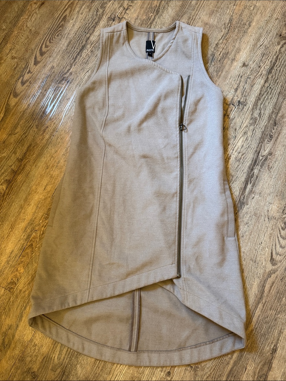 Valette Sleeveless High-Low Zip Dress in Taupe